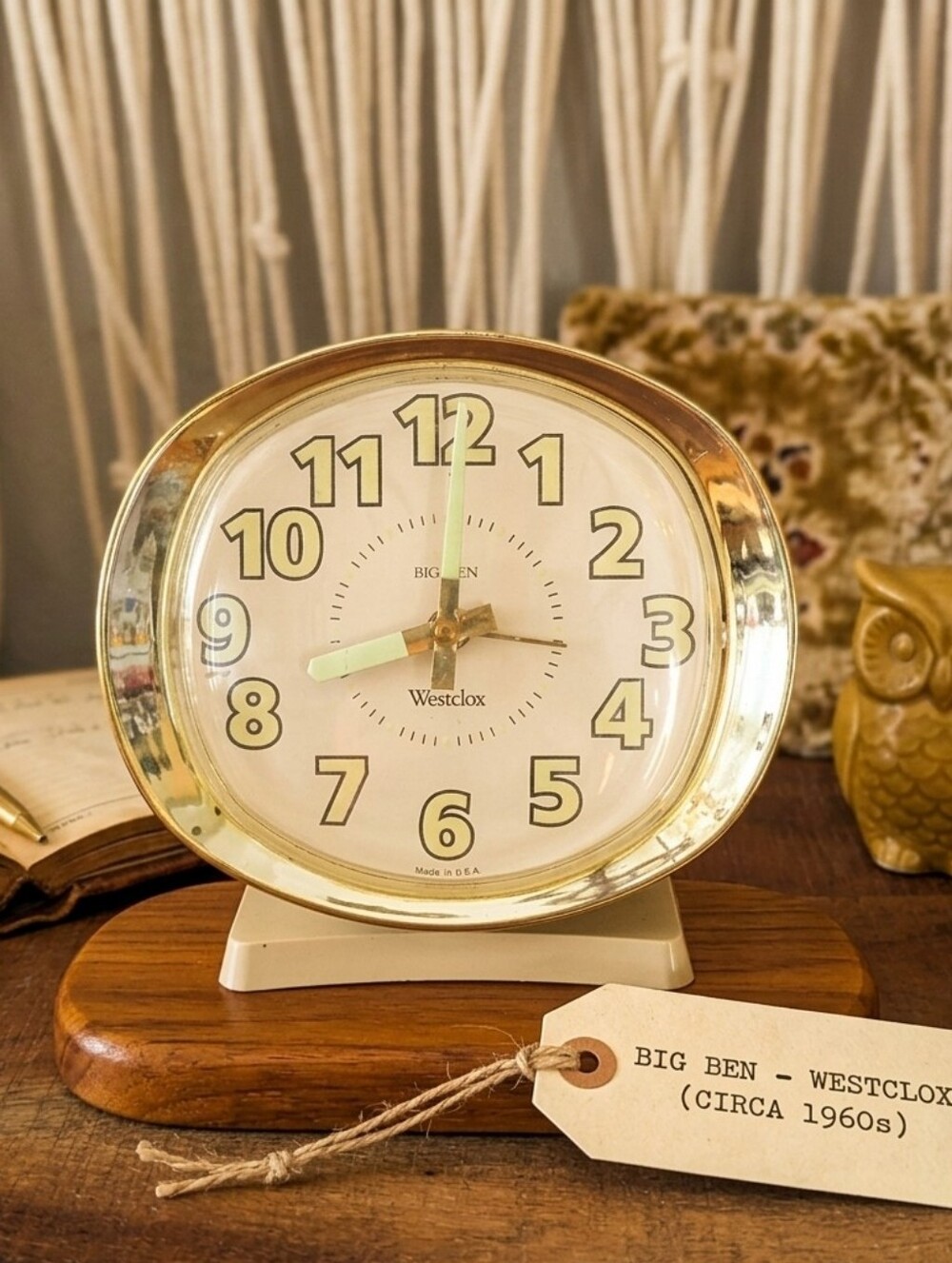Westclox Baby Ben Alarm Clock cream MCM Wind up glow in dark USA made vintage